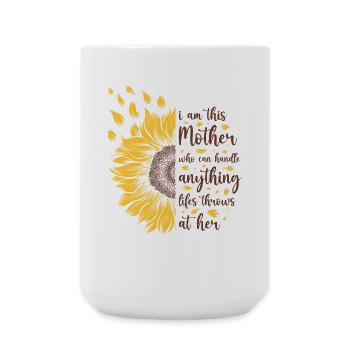 I Am This Mother Motivational Sunflower Gift - Large Mug 440 ml - white - Front