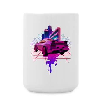 Retro Wave Sports Car Vaporwave - Large Mug 440 ml - white - Front