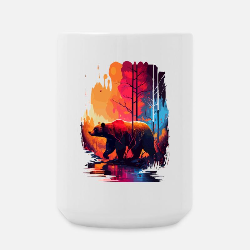 Bär im Wald bunt - Große Tasse 440 ml - Weiß