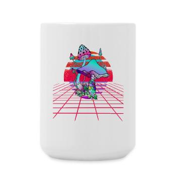 Champignons Psychédéliques - Retro Wave Sunset - Grande tasse 440 ml - blanc - Devant