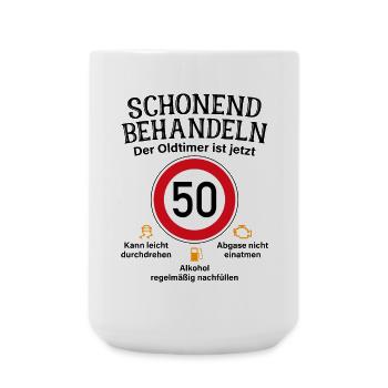 50. Geburtstag Schonend Behandeln Oldtimer Ist 50 - Große Tasse 440 ml - Weiß - Vorne