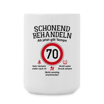 70. Geburtstag Schonend Behandeln 70 Tempolimit 70 - Große Tasse 440 ml - Weiß - Vorne