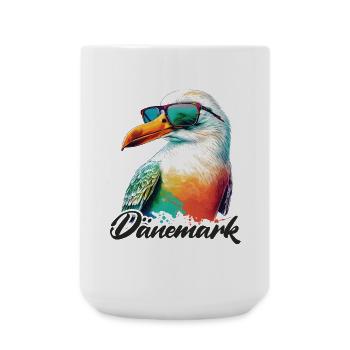 Denmark holiday cool colorful seagull with sunglasses - Large Mug 440 ml - white - Front