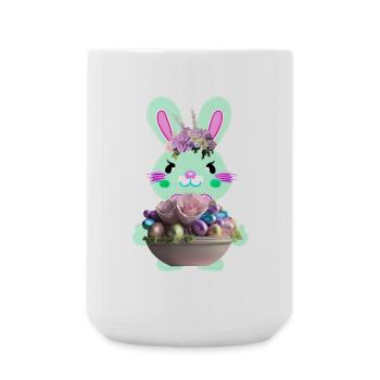 süßer Osterhase mit Ostereier - Große Tasse 440 ml - Weiß - Vorne