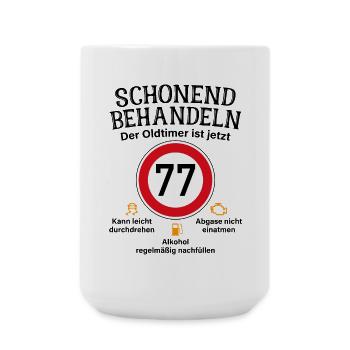 77. Geburtstag Schonend Behandeln Oldtimer Ist 77 - Große Tasse 440 ml - Weiß - Vorne