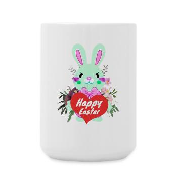 doux lapin de Pâques avec coeur Joyeuses Pâques - Grande tasse 440 ml - blanc - Devant
