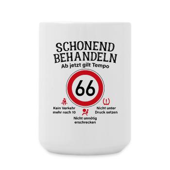 66. Geburtstag Schonend Behandeln 66 Tempolimit 66 - Große Tasse 440 ml - Weiß - Vorne