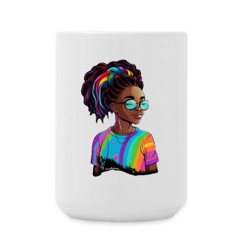 Colorful Dreadlocks and Rainbow T-Shirt - Large Mug 440 ml - white - Front
