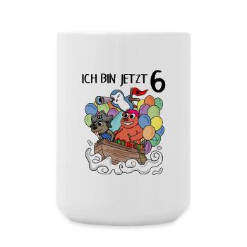 6 Geburtstag Piratenschiff Kindergeburtstag - Große Tasse 440 ml - Weiß - Vorne