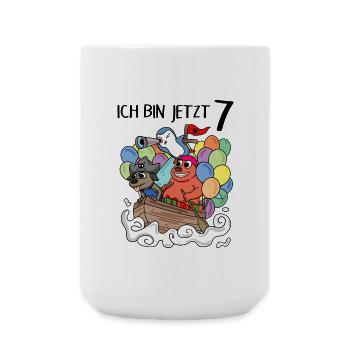 7 Geburtstag Piratenschiff Kindergeburtstag - Große Tasse 440 ml - Weiß - Vorne