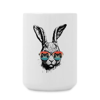 Lapin de jeu rétro avec lunettes de soleil Cadeau de Pâques - Grande tasse 440 ml - blanc - Devant