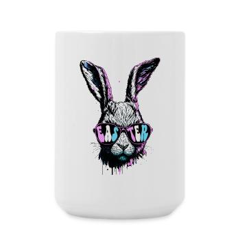 Groovy Rabbit avec lunettes de soleil cadeau de Pâques - Grande tasse 440 ml - blanc - Devant