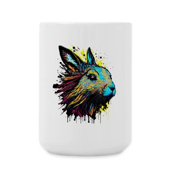 Lapin lapin Cadeau de Pâques Visage de lapin coloré - Grande tasse 440 ml - blanc - Devant