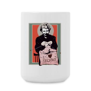 Techno Sewing Art Illustration - Large Mug 440 ml - white - Front