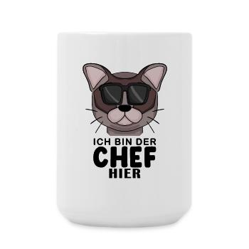 coole Katze - Burma Katze - Chef Spruch - Große Tasse 440 ml - Weiß - Vorne