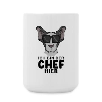 coole Katze - Orientalisch Kurzhaar Katze - Chef - Große Tasse 440 ml - Weiß - Vorne