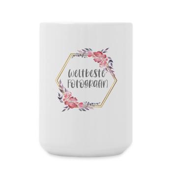 Weltbeste Fotografin Kamera Beruf Geschenk - Große Tasse 440 ml - Weiß - Vorne