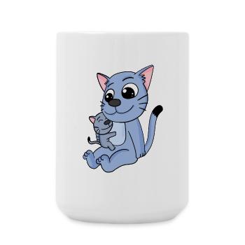 Cat Family - Cat with Baby - Large Mug 440 ml - white - Front