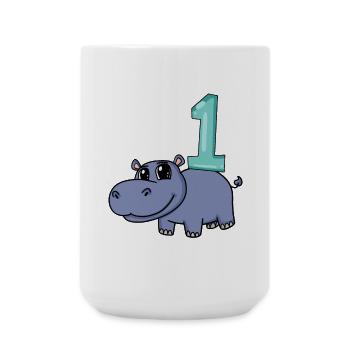 1 year old - school enrollment - hippopotamus motif - Large Mug 440 ml - white - Front