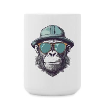 Singe cool avec lunettes de soleil et chapeau - Grande tasse 440 ml - blanc - Devant