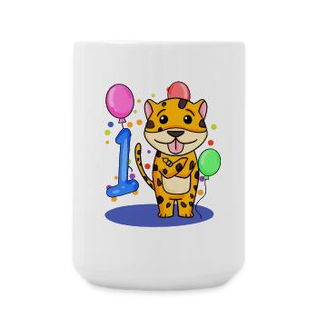 1 Geburtstag 1 Jahre alt mit Tier Motiv - Eins - Große Tasse 440 ml - Weiß - Vorne