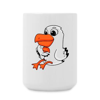 Seagull family - seagull with baby - Large Mug 440 ml - white - Front