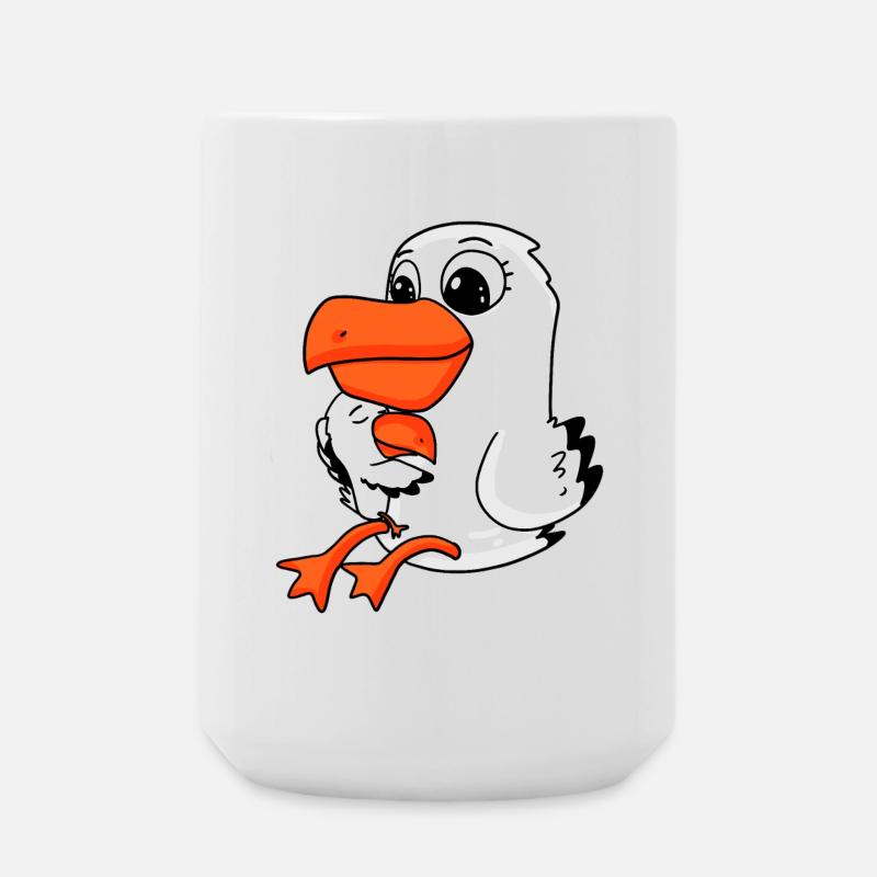 Famille de mouettes - mouette avec bébé - Grande tasse 440 ml - blanc