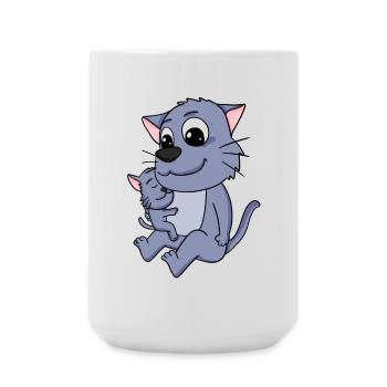 Cat Family - Cat with Baby - Large Mug 440 ml - white - Front