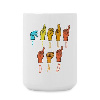 Papa fier Mains Arc-en-ciel - Grande tasse 440 ml - blanc - Devant