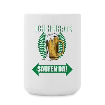 JGA Junggesellenabschied Bräutigam Hochzeit Bier - Große Tasse 440 ml - Weiß - Vorne