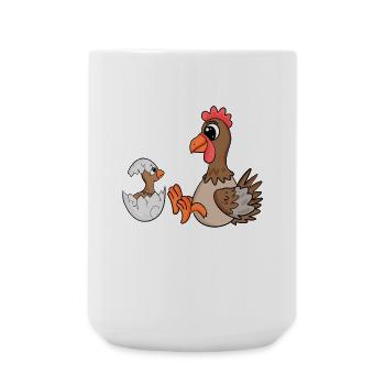 Huhn Familie - Huhn mit Baby - Große Tasse 440 ml - Weiß - Vorne