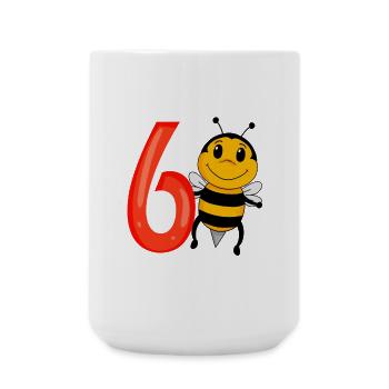 6 Birthday 6 years old with animal motif - six - Large Mug 440 ml - white - Front