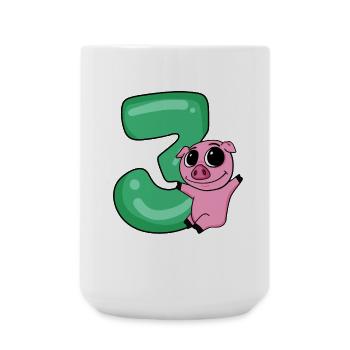 3 anniversaire 3 ans avec motif animal - trois - Grande tasse 440 ml - blanc - Devant