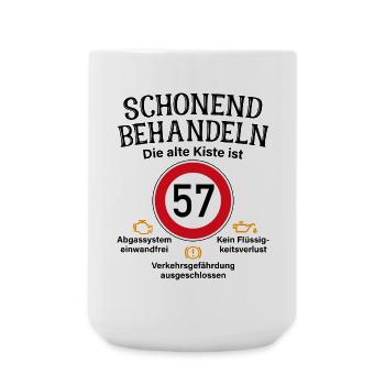 57. Geburtstag Schonend Behandeln 57 Alte Kiste 57 - Große Tasse 440 ml - Weiß - Vorne
