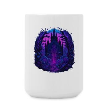Neon Rosen Schloss Vaporwave - Große Tasse 440 ml - Weiß - Vorne