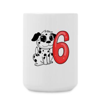 6 Geburtstag 6 Jahre alt mit Hund Motiv - sechs - Große Tasse 440 ml - Weiß - Vorne