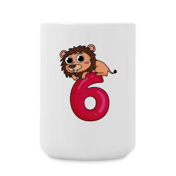 6 Birthday 6 years old with animal motif - six - Large Mug 440 ml - white - Front