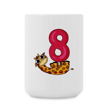8. Geburtstag Motiv Giraffe - acht Jahre alt - Große Tasse 440 ml - Weiß - Vorne