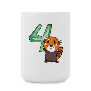4. Geburtstag Motiv Roter Panda - vier Jahre alt - Große Tasse 440 ml - Weiß - Vorne