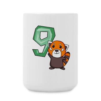 9. Geburtstag Motiv Roter Panda - neun Jahre alt - Große Tasse 440 ml - Weiß - Vorne