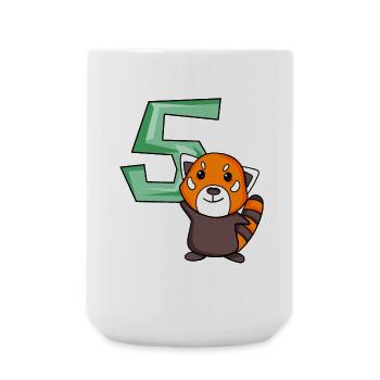 5. Geburtstag Motiv Roter Panda - fünf Jahre alt - Große Tasse 440 ml - Weiß - Vorne