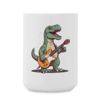 Dinosaure avec guitare pour musiciens - Grande tasse 440 ml - blanc - Devant