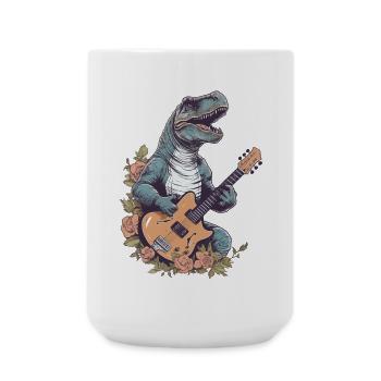 Dinosaure avec guitare pour musiciens - Grande tasse 440 ml - blanc - Devant