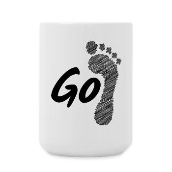 Go barefoot - gehe barfuß - Große Tasse 440 ml - Weiß - Vorne