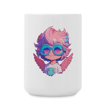 Little cute angel with glasses - Large Mug 440 ml - white - Front