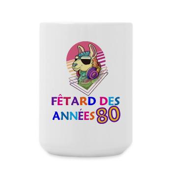 Lama Fêtard des 80's année anniversaire groove - Grande tasse 440 ml - blanc - Devant