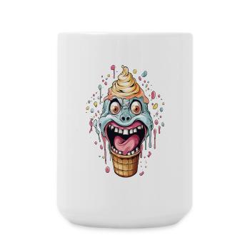 Humorvoller Eiswaffel-Monster-Design - Große Tasse 440 ml - Weiß - Vorne