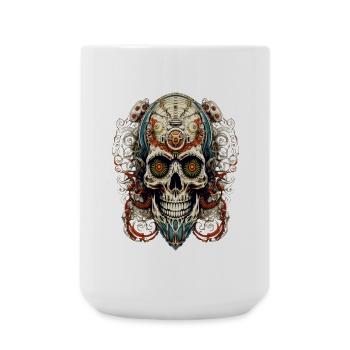 Detailed steel skull with mechanical flair - Large Mug 440 ml - white - Front