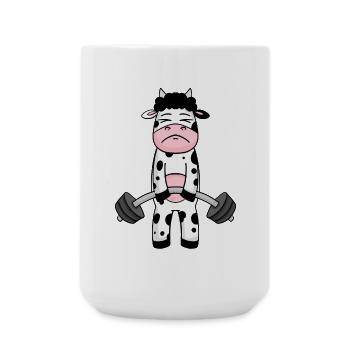 Kuh Fitness Motivation Gym Geschenk - Große Tasse 440 ml - Weiß - Vorne