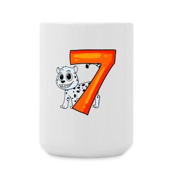 7e anniversaire Motif Léopard des neiges - Sept ans - Grande tasse 440 ml - blanc - Devant
